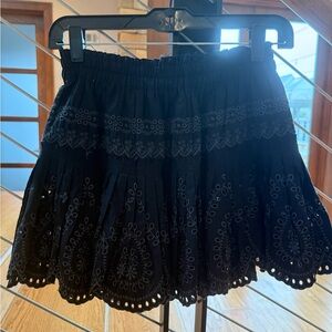 LoveShackFancy Midnight Eyelet Skater Skirt